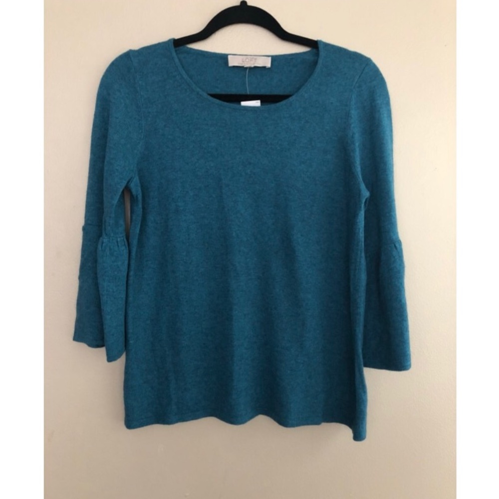 Ann Taylor LOFT Ruffle Sleeve Wool Blend Sweater M